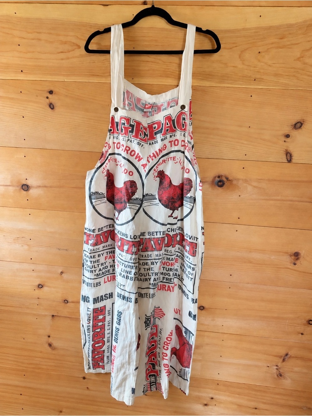Vintage chicken flour sack cotton jumpsuit w/ straps one size